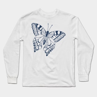 Navy Blue Butterfly Long Sleeve T-Shirt